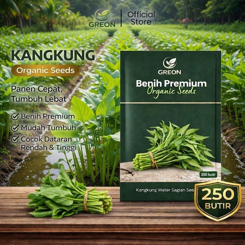KANGKUNG BANGKOK SUPER 250 BIJI BENIH BIBIT KANGKUNG SUPER HIDROPONIK BERKUALITAS KANGKUNG SAYUR