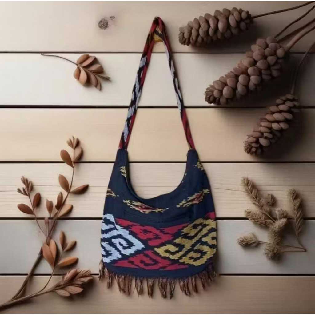 Tas Etnik Pinggang Tenun Rajut Asli Lombok -  Tas Selempang Khas Lombok NTB