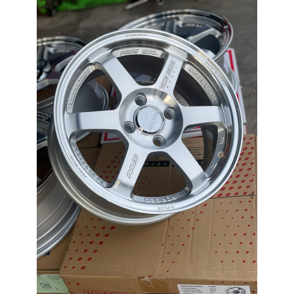TE37 ring 15 pcd 4x100 full polis by yusta Thailand baru