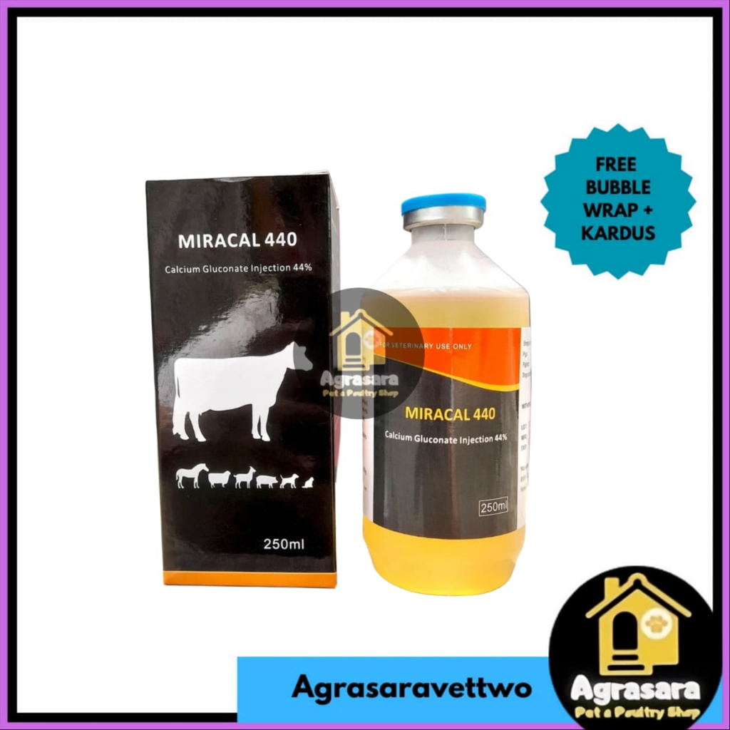 MIRACAL 440 200 ml - Calcium infus untuk hypocalsium pada ternak sapi kambing kuda LIKE CALCIDEX FOR