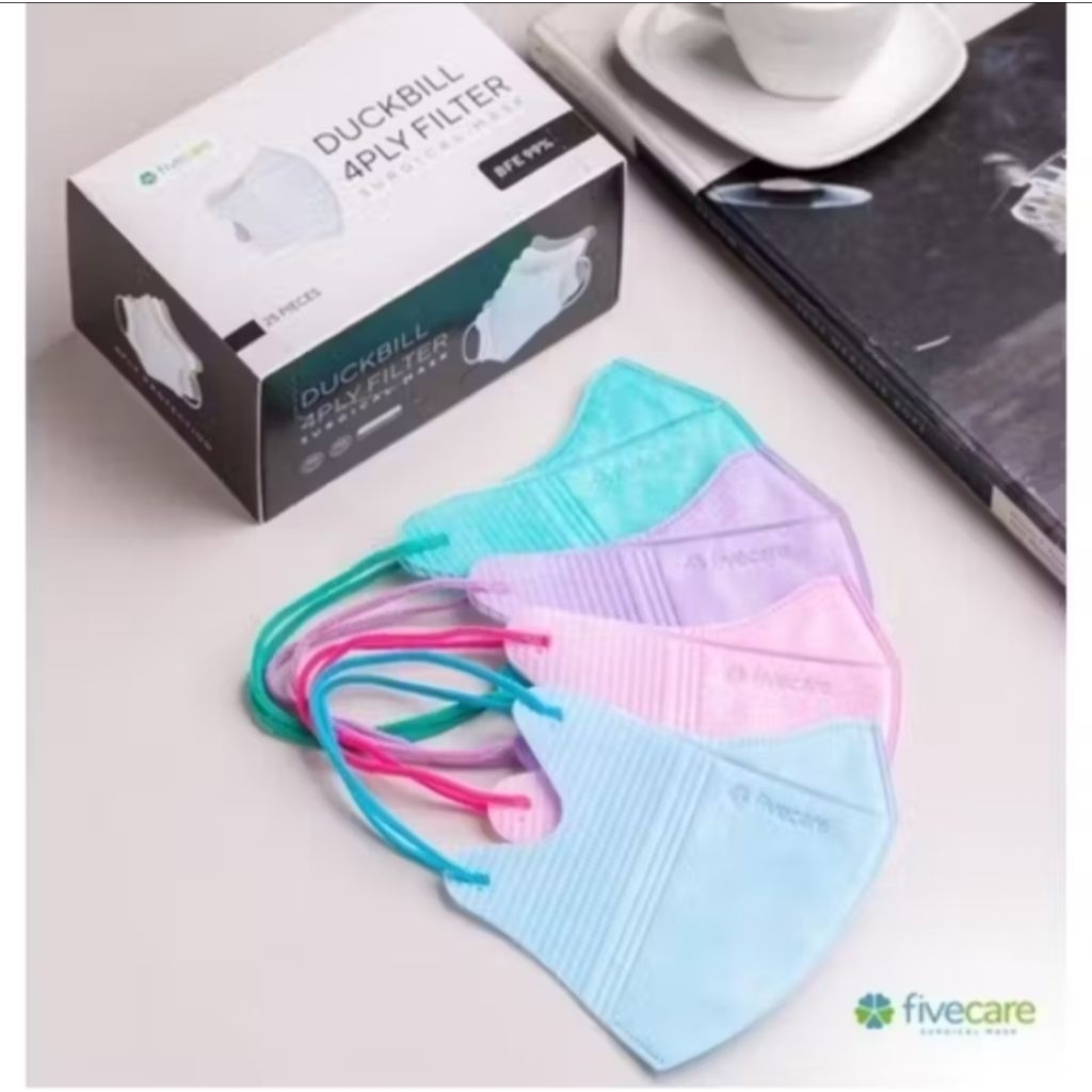 Masker Fivecare Duckbill 4 PLY BFE 99% Perbox isi 25pcs
