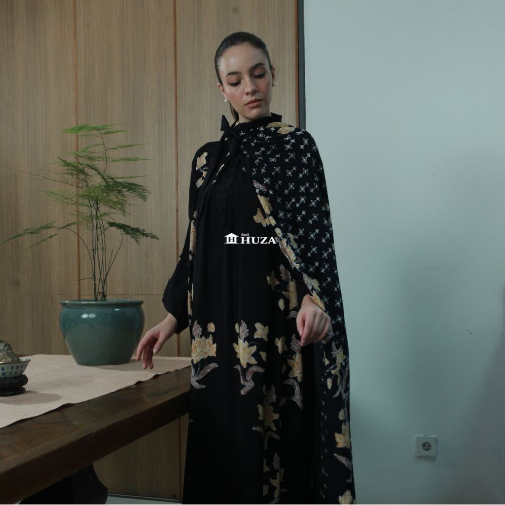 BATIK HUZA - KAFTAN BATIK WANITA KAFTAN KELANIKHA - BLACK