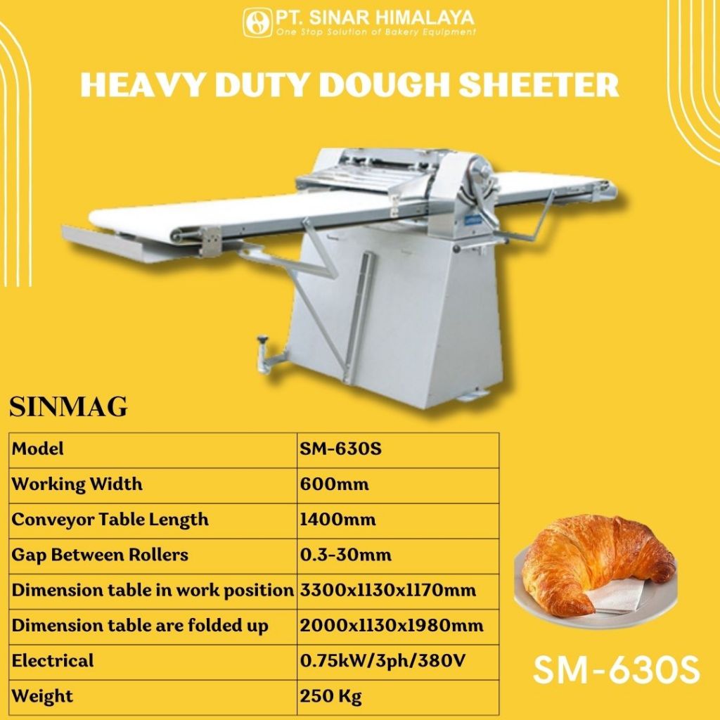SM-630S Dough Sheeter Standard/ Mesin Penipis Adonan - Merk Sinmag 3300x1130x1170mm, 380V (Down Paym