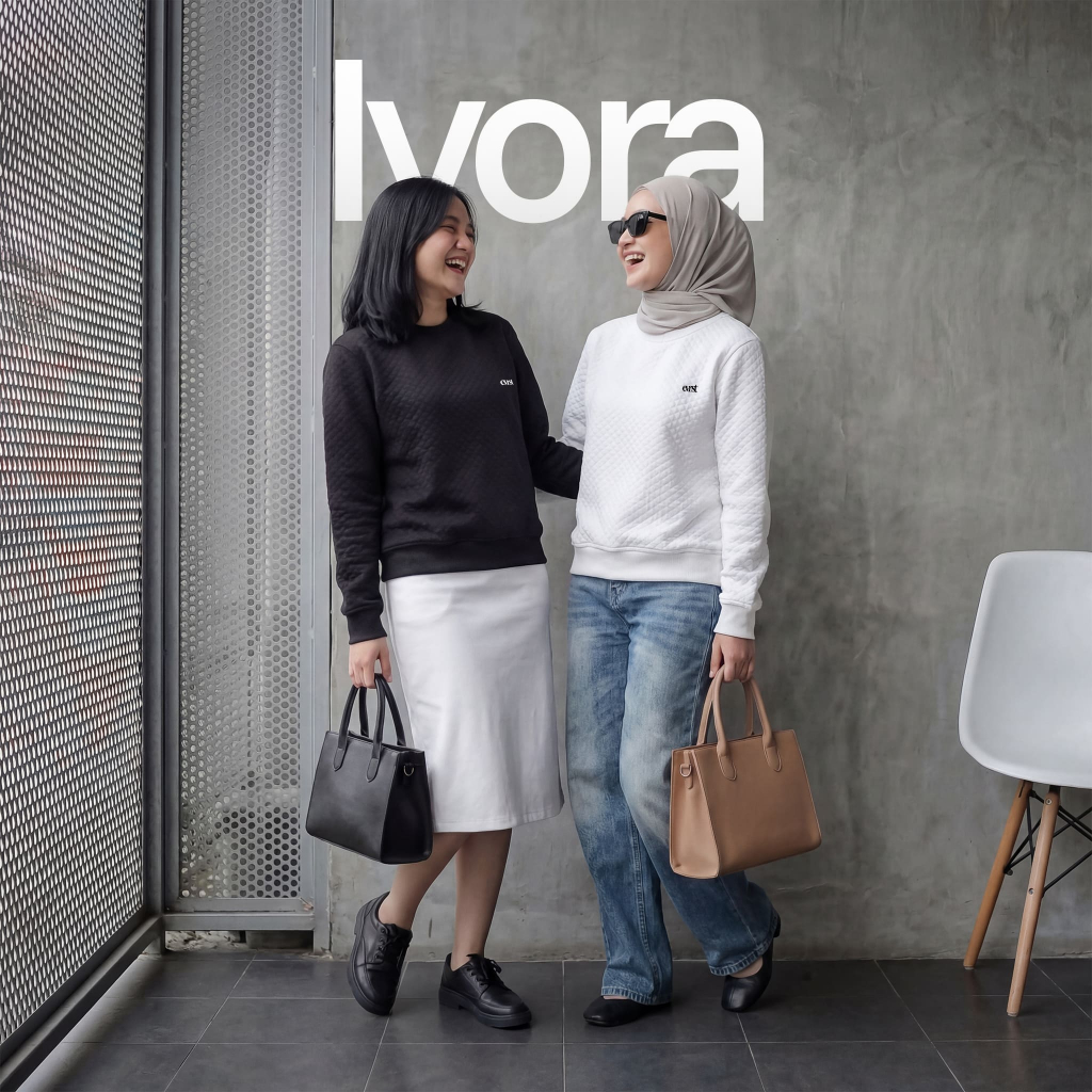 Ivora Crewneck Premium Cotton Waffle Casual Basic Crewneck