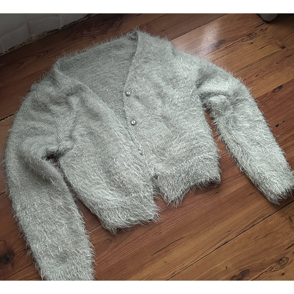PRELOVED Fuzzy Mint Sage Green Sweater