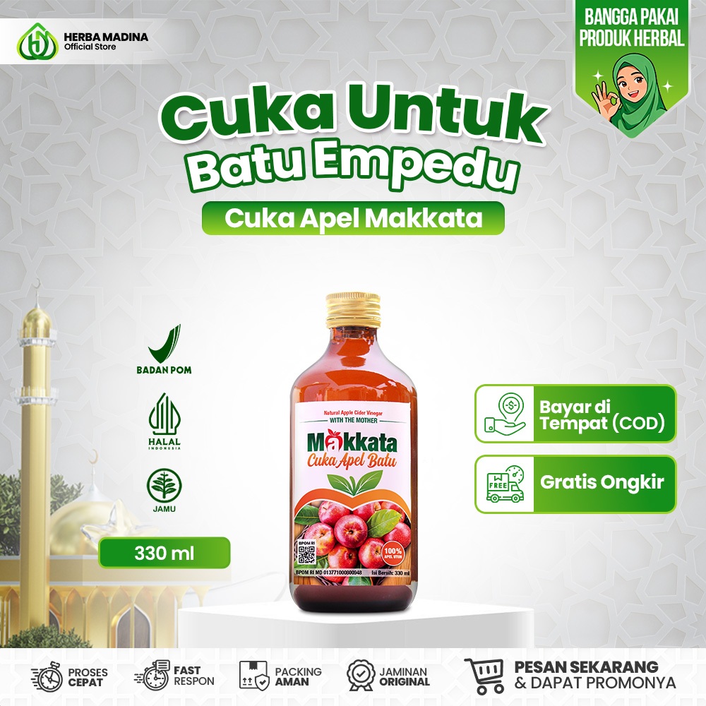 CUKA APEL MAKKATA Original  Obat Batu Empedu Untuk Kesehatan Diet Vinega With Mother