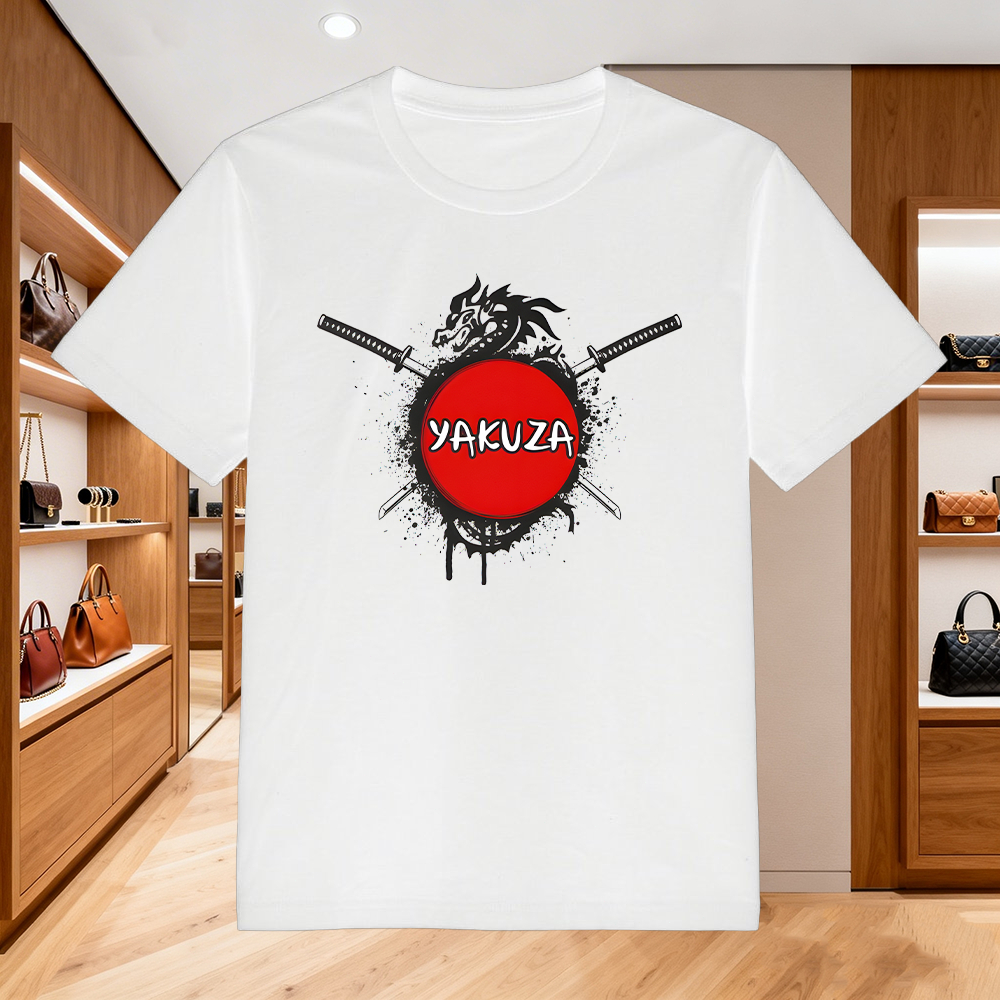 Kaos Distro Yakuza Naga Pedang Katana - Kaos Polos Katun Combed 280gsm Tebal, Unisex S-5XL Lengan Pe