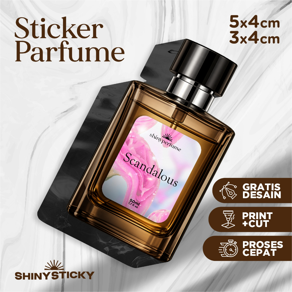 Stiker Label Parfum Floral Premium Tinggal Tempel | Sticker Botol Parfum Aesthetic Bunga Waterproof