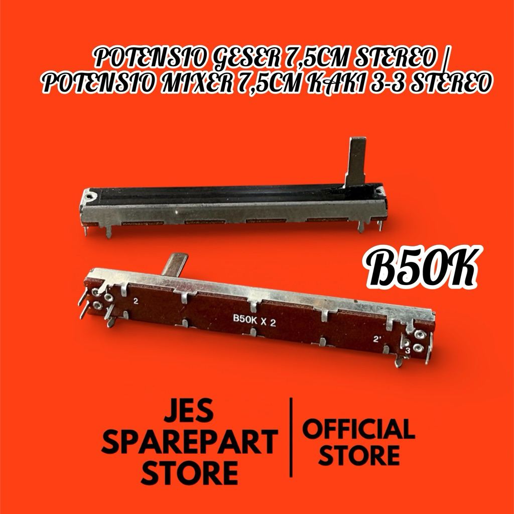 POTENSIO GESER 7,5CM STEREO /  POTENSIO MIXER 7,5CM KAKI 3-3 STEREO