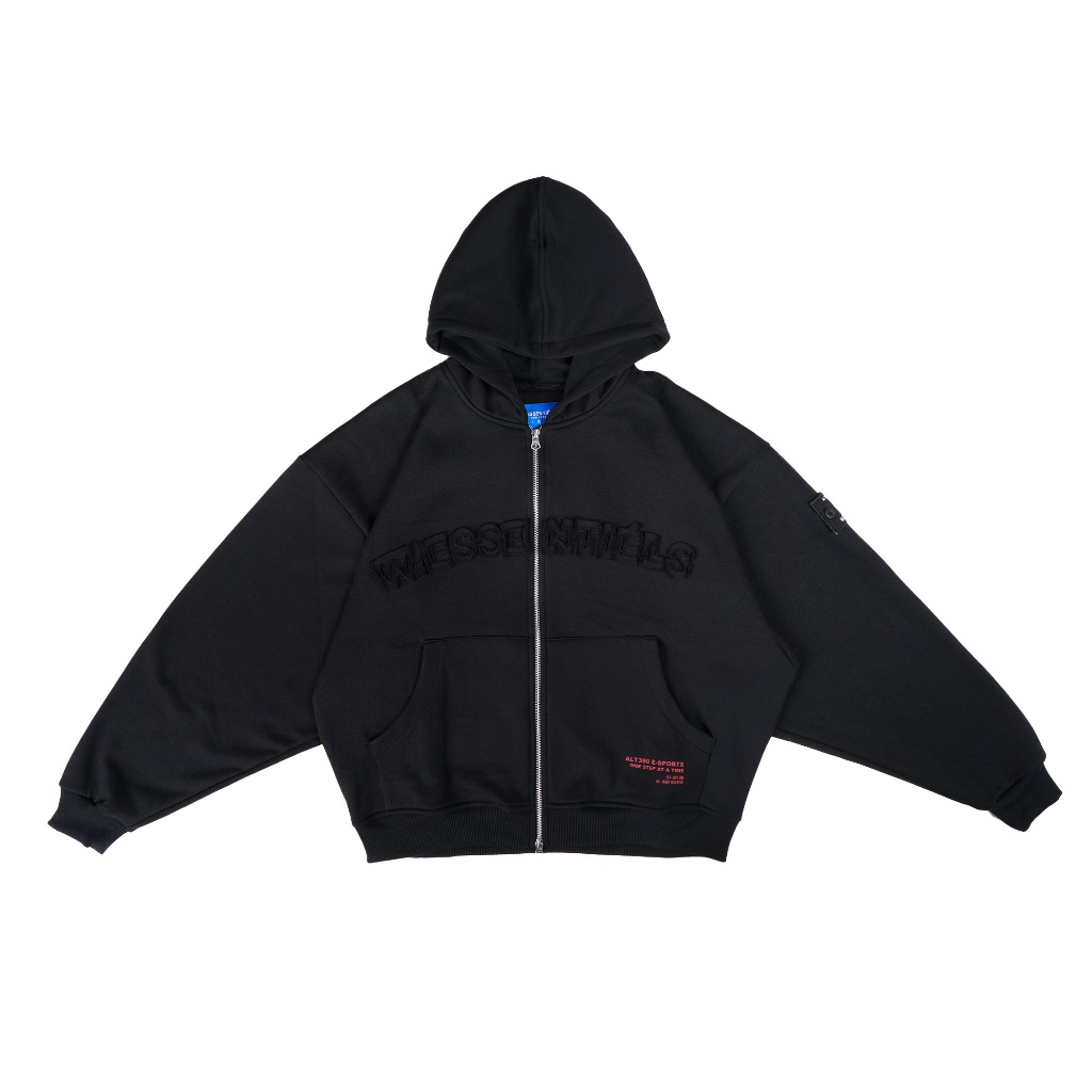 W.Essentiels x Alter Ego Jaket Shards of Rune Zip Hoodie Double Zipper Black
