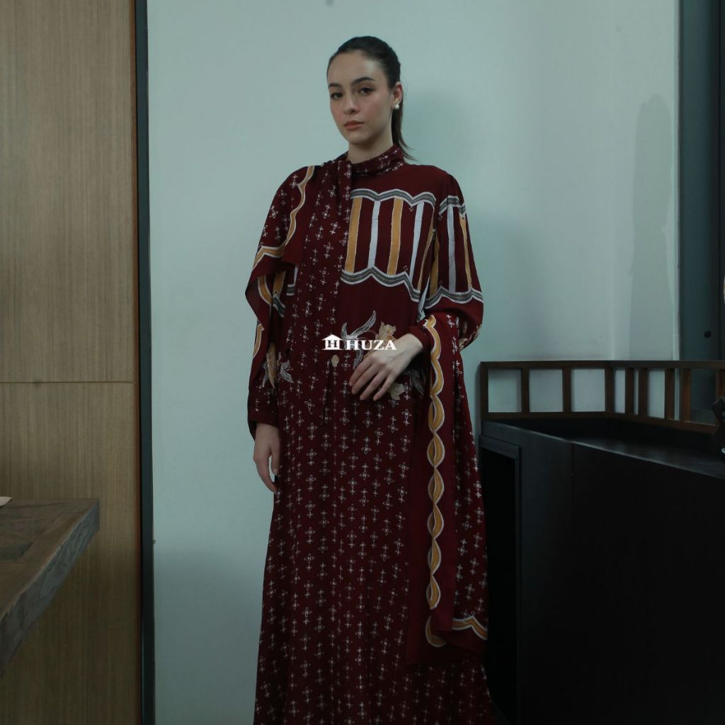 BATIK HUZA - GAMIS BATIK WANITA GAMIS AMERTHA - MAROON