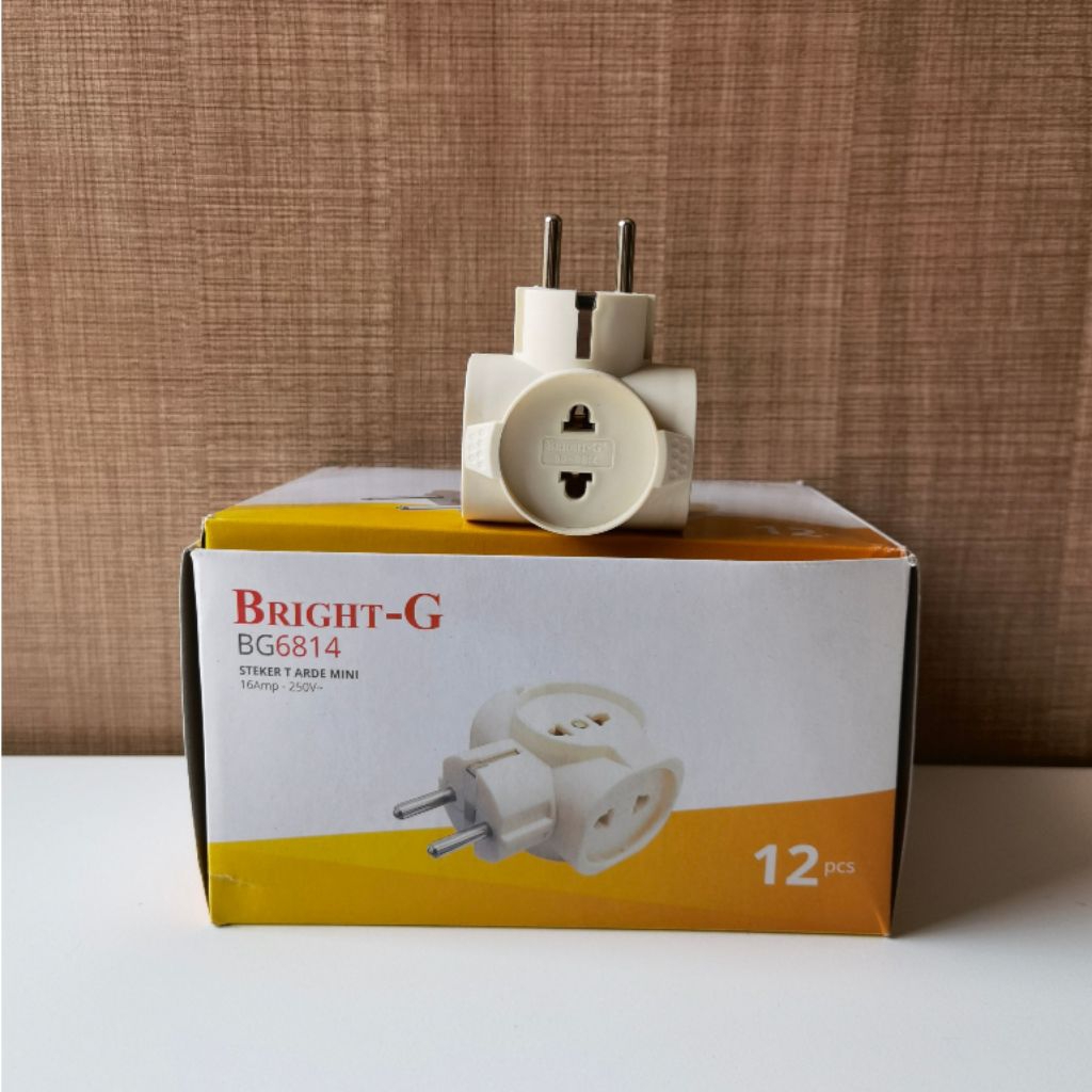 Steker T (Cabang 4) bright G bahan kuningan