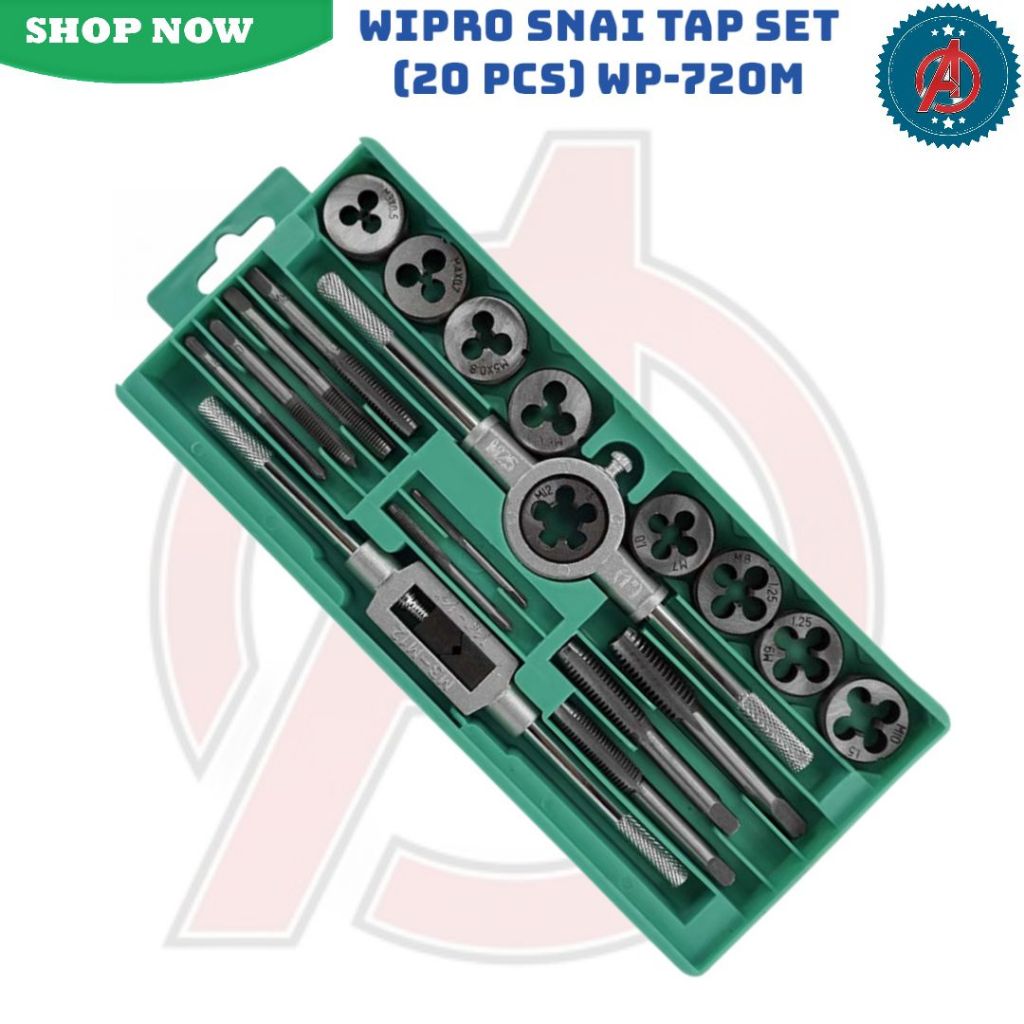 WIPRO Hand Tap Die 1 SET 20Pcs WIPRO WP720M / Alat Snai Snei Senai Tap Ulir WP-720M 20 Pcs WIPRO