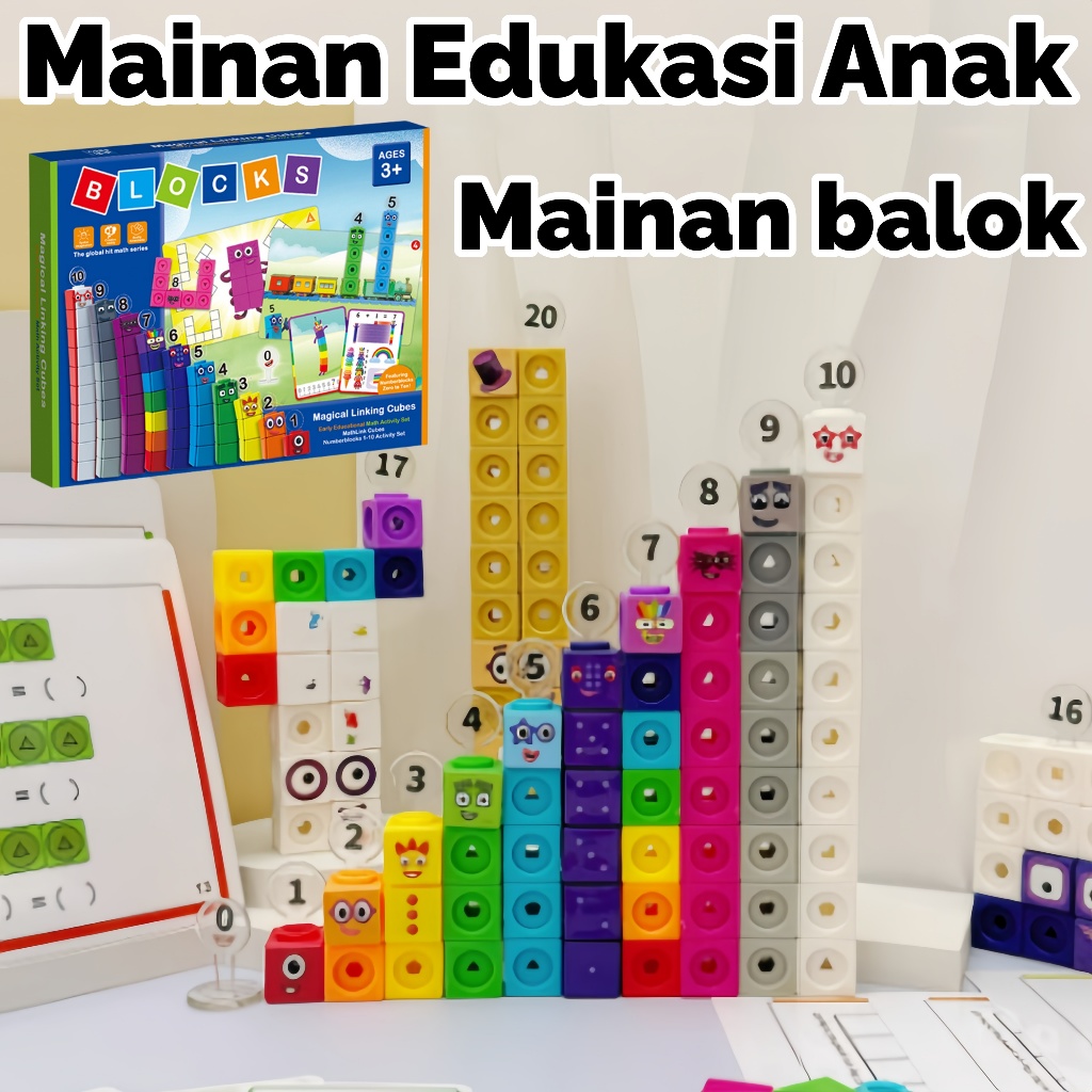 Set Aktivitas Numberblocks 1-10 Mainan Balok Set Aktivitas Numberblocks 11-20 Set mainan balok bangu