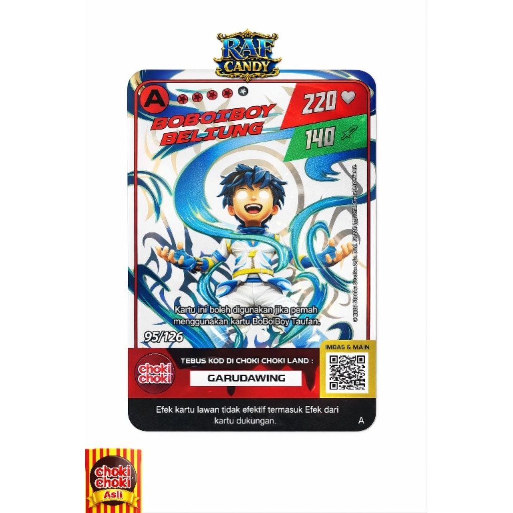 Kartu Holo A BOBOIBOY BELIUNG 10 Kartu Asli Choki choki