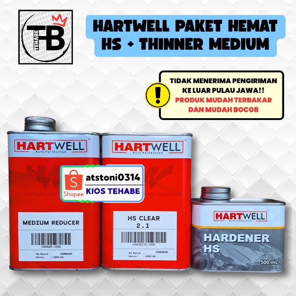 Hartwell Paket Clear Coating HS 2.1 + Thinner Medium Reducer - Perawatan cat kendaraan mobil motor
