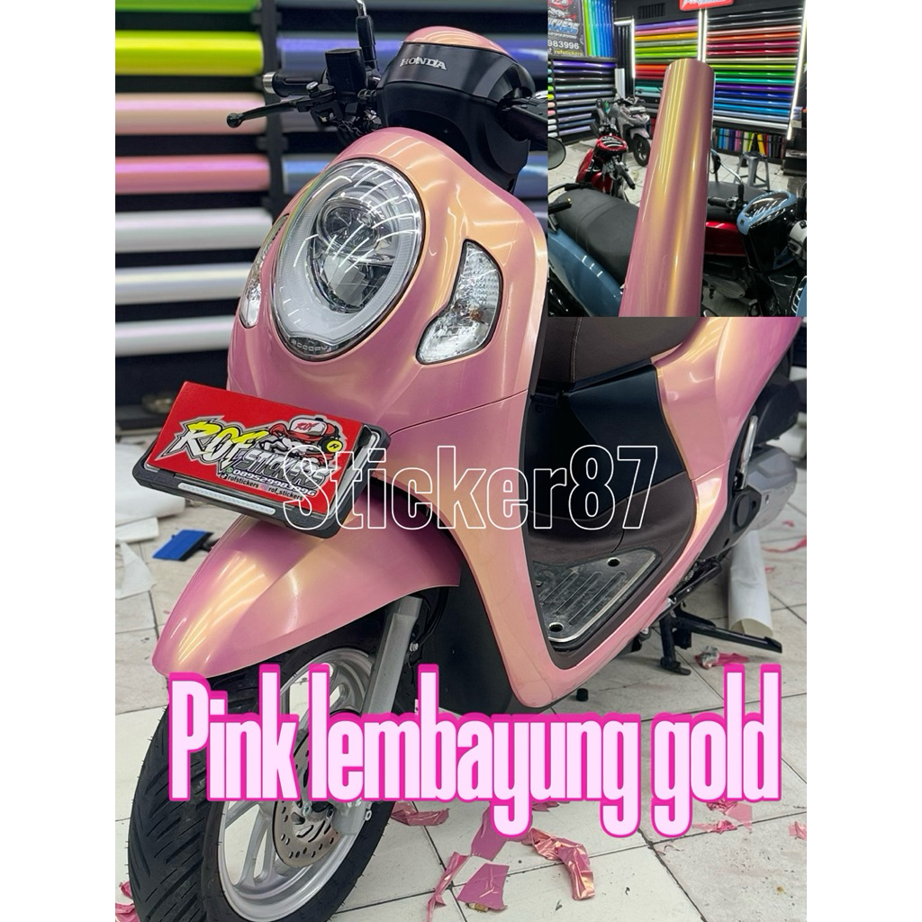 stiker skotlet lis motor pink lembayung gold harga per 50cm