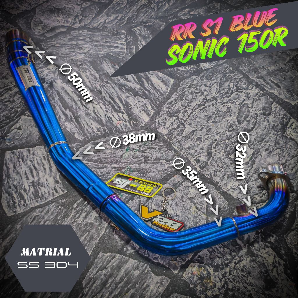 Knalpot SJ88 Racing HEADER Only RR S1 Bluemoon  Honda SONIC GTR 150R WAJIB UNDERBONE Pipa Leheran Ng