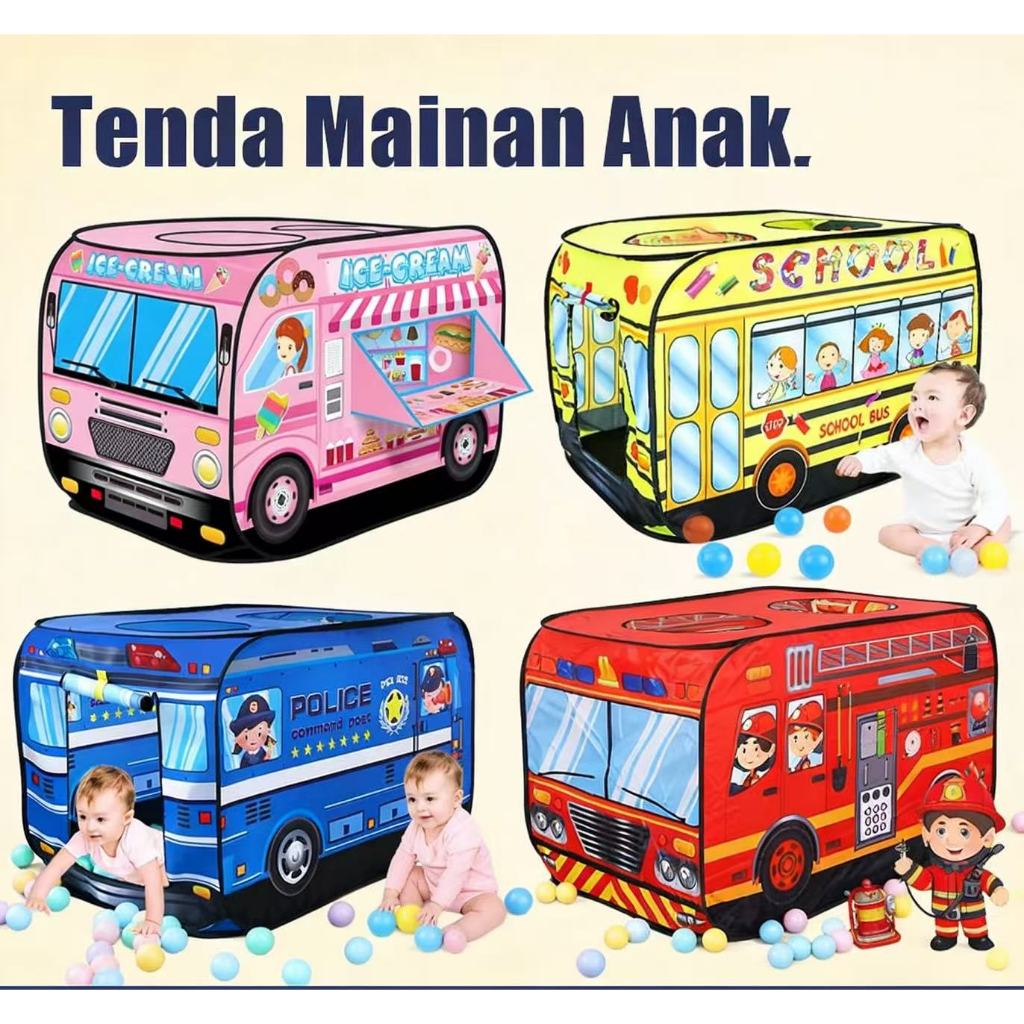 Tenda Bermain Anak-anak Tenda Lipat Truk Pemadam Kebakaran Mobil Polisi Rumah Permainan Tenda Mainan