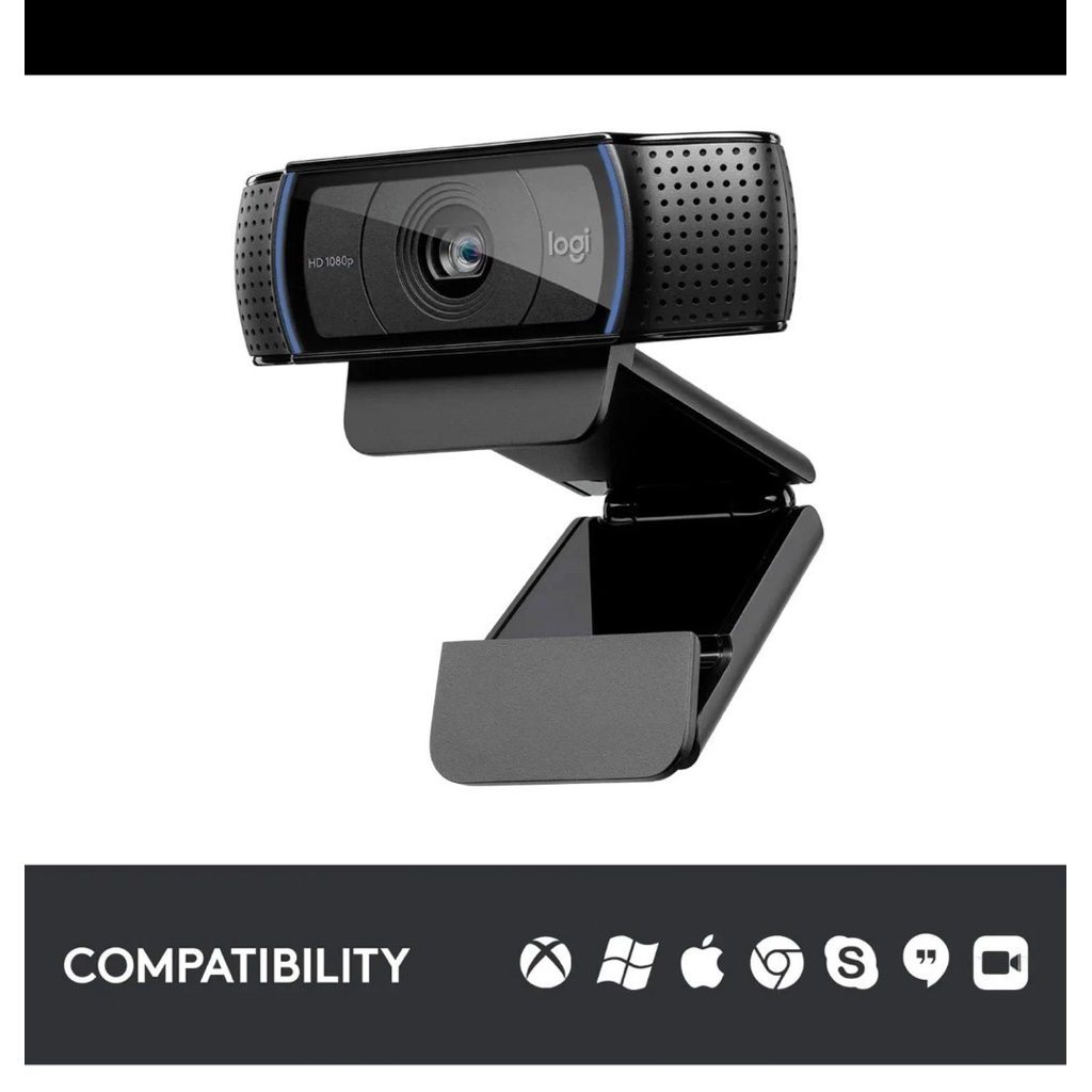 Logitech C920x HD Pro Webcam - Full HD 1080p, Autofocus, Hitam