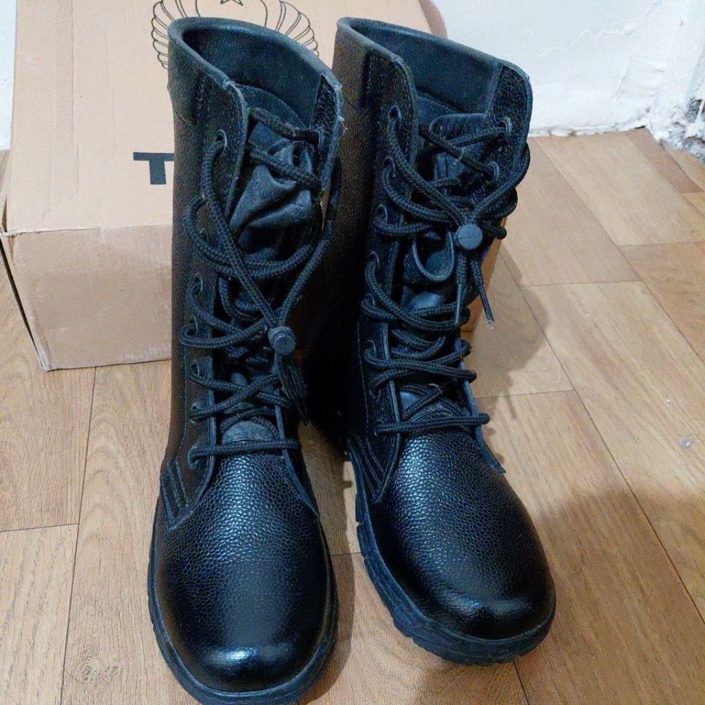 SEPATU PDL TNI AD ORI PEMBAGIAN/JATAH KULIT JERUK  ukuran 41
