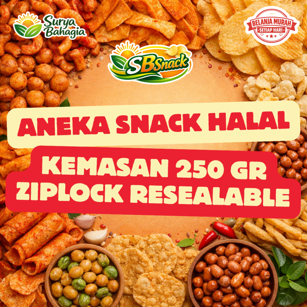 Aneka Snack Grosir 250 Gram Camilan Pedas Manis Gurih | Makaroni Pedas & Asin Seblak Kering, Kacang 