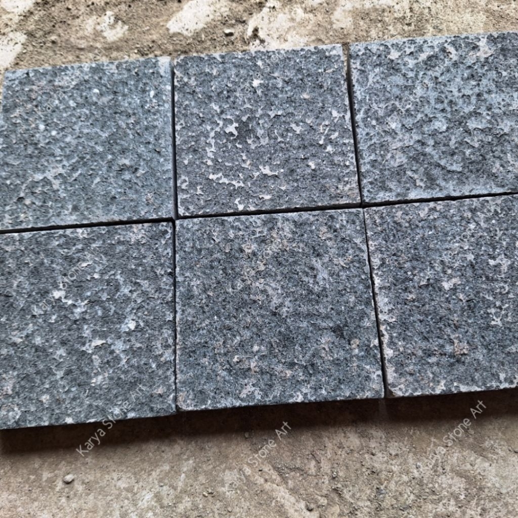 Andesit Bakar 10x10x2cm | Batu Andesit Carport | Batu Alam Andesit Hitam