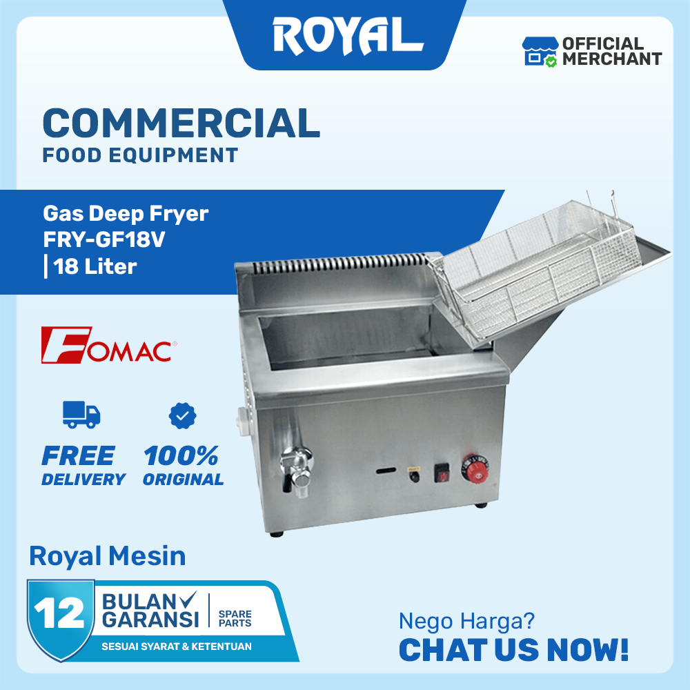 Mesin Penggoreng 18 Liter Gas Deep Fryer Thermostats Otomatis FRY-GF18V FOMAC