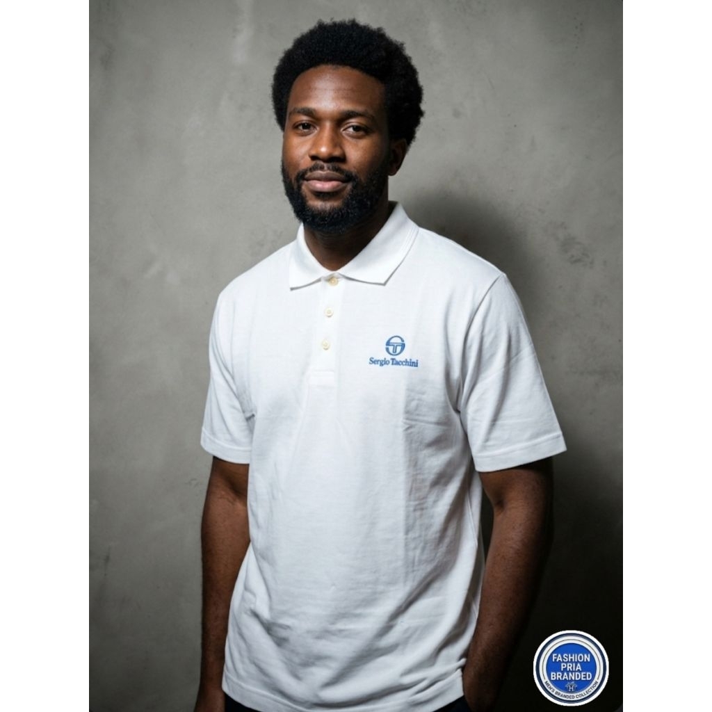 polo Sergio tacchini white logo bordir casuals