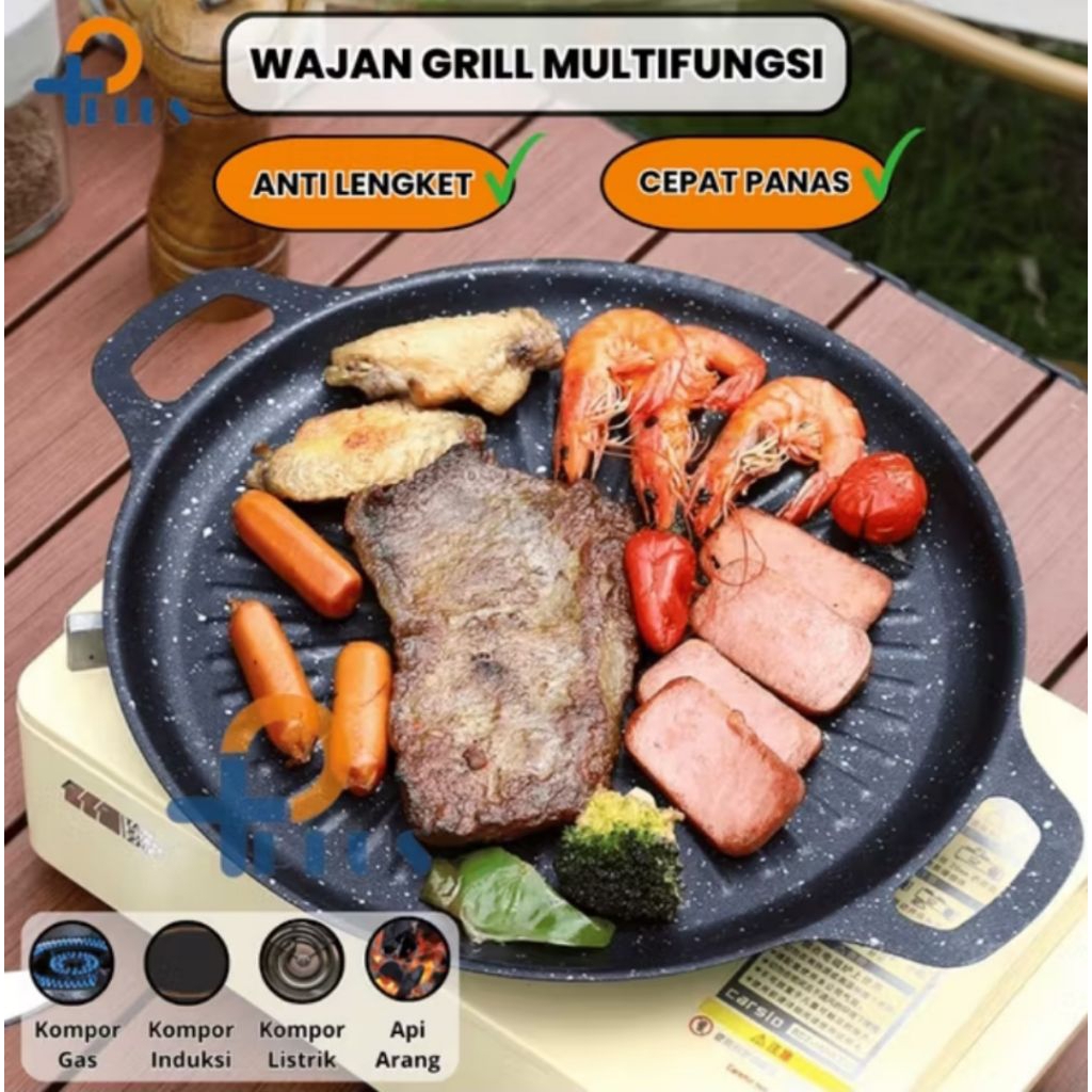 Wajan Panggangan Daging Sate anti lengket Grill pan Pemanggang premium
