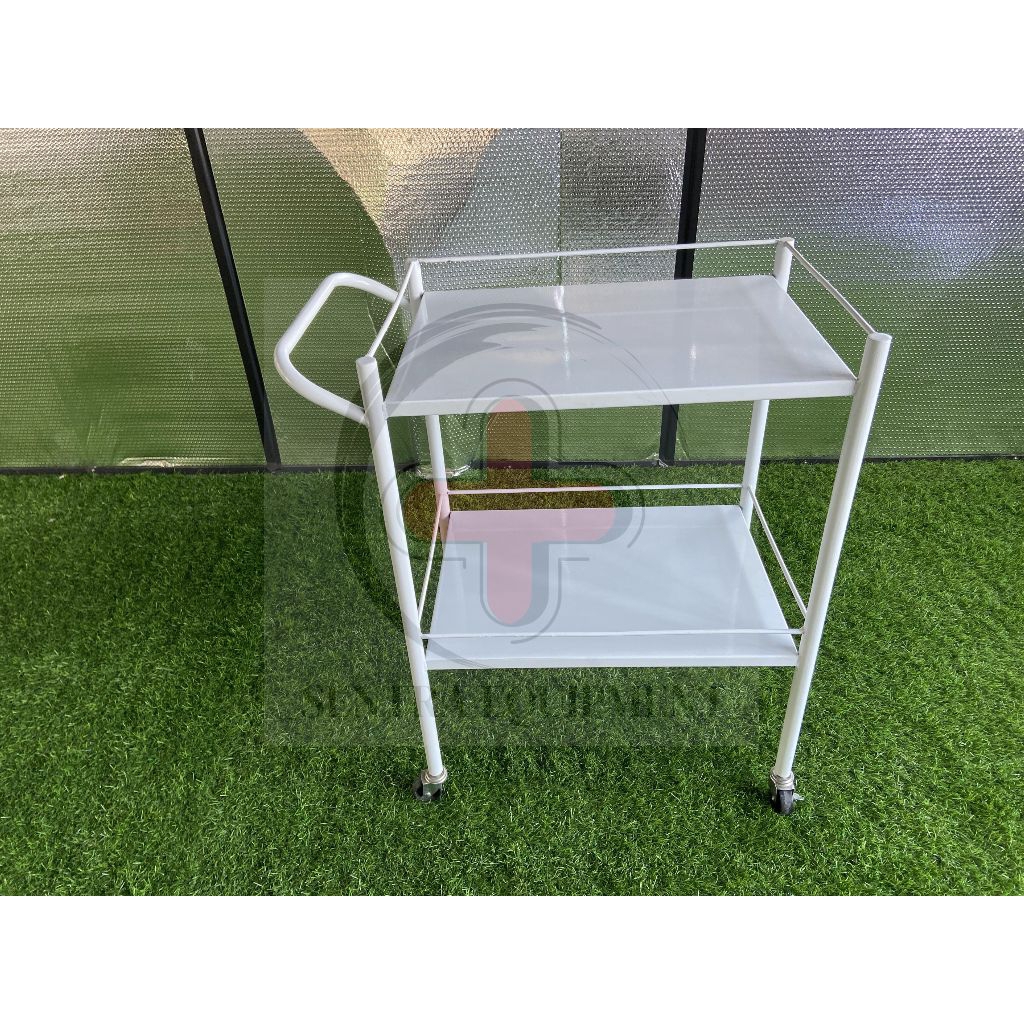 Trolley 2 susun besi/trolley instrument 2 rak susun besi/trolley obat 2 susun besi rumahsakit
