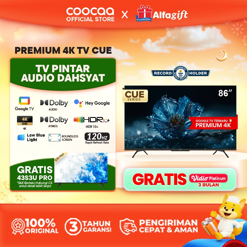 [NEW] [Google TV] COOCAA TV 86 inch - Smart TV - Digital TV - Netflix & Youtube - Google Assistant -