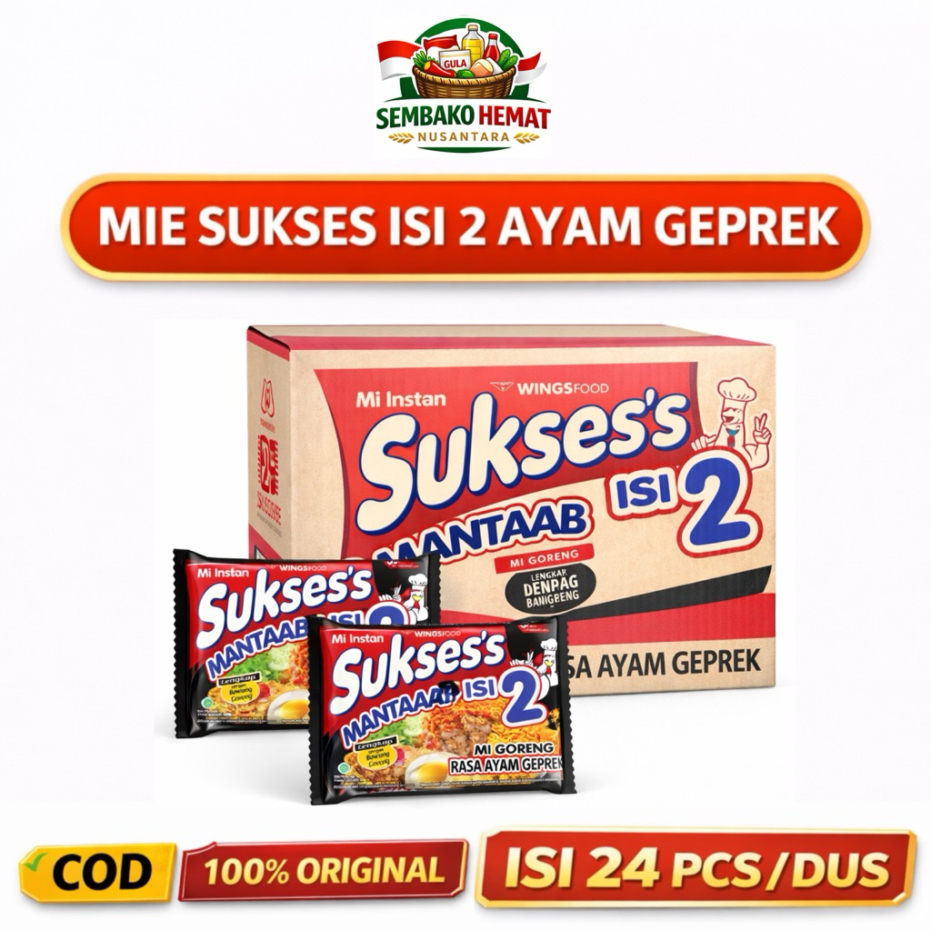 Mie Sukses Isi 2 Ayam Geprek 1 Dus Isi 24 Pcs | Mie Instan Sukses Ayam Geprek Karton | Mie Sukses Is