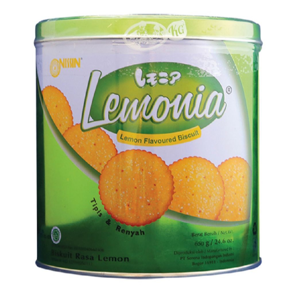 Biskuit Lemonia Lemon Kaleng 650gr/Nissin Lemonia Biskuit Rasa Lemon 650g/Kue Kaleng Lemonia Nissin 