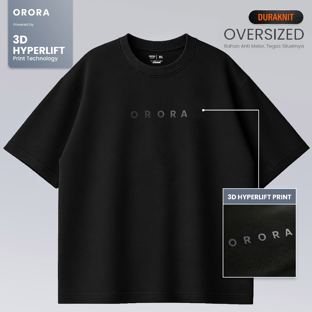 ORORA Kaos Oversized Sablon Timbul Hyperlift 3D Print Karbon | kaos oversize Duraknit NORB 9 3D