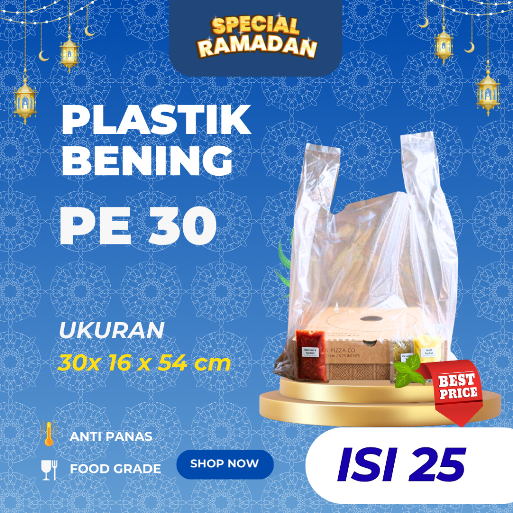 Kantong Kresek Plastik PE Bening  PARTY ukuran 30 isi 25 lembar