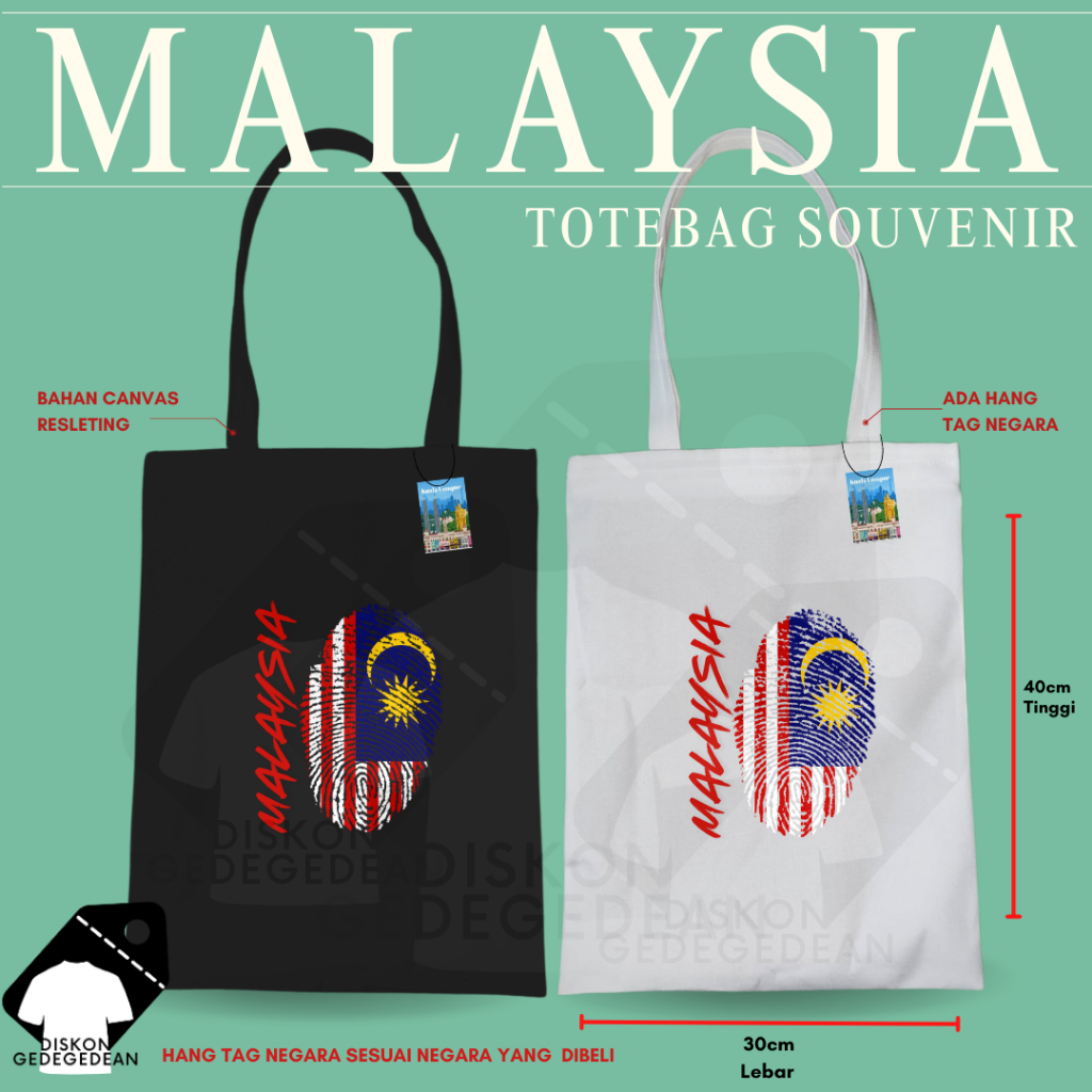 Diskongedegedean Totebag Malaysia Souvenir Tas Oleh Oleh Kuala Lumpur Kanvas Resleting 12