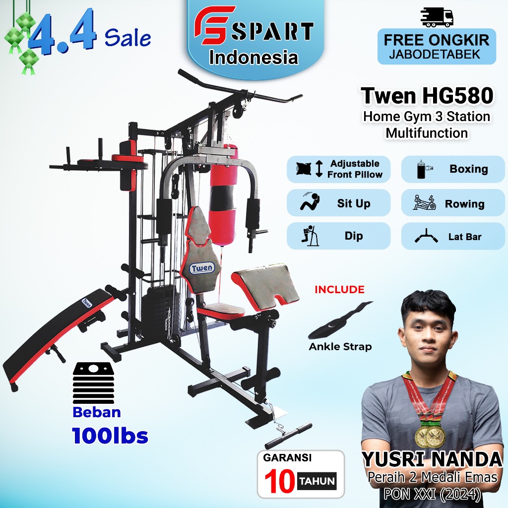 Home Gym Twen HG580 Homegym 3 Sisi Alat Olahraga Alat Gym Set Alat Fitnes Leg Press