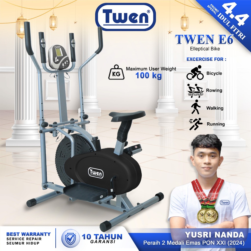 TWEN E6 Orbitrack Tracer Elliptical Bike Sepeda Fitness Sepeda Statis