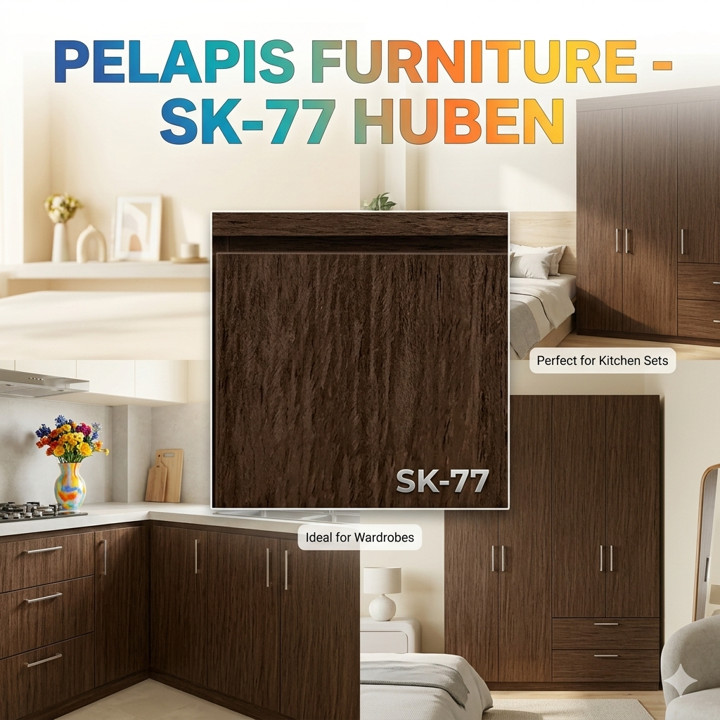 Taco Sheet / Huben Sheet SK-77 / Deco Sheet Pelapis Furniture Lemari Meja Per Meter (Motif Kayu & Po