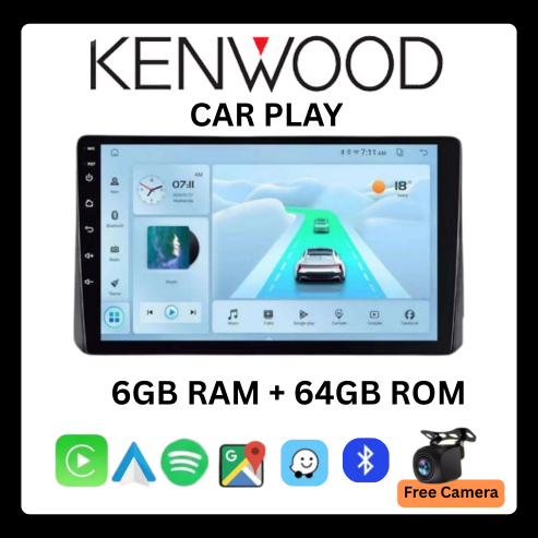 Kenwood Android Car Player 9/10 Inch 6GB+64GB MP5 Player Support CarPlay Android Auto Free Kamera Mu