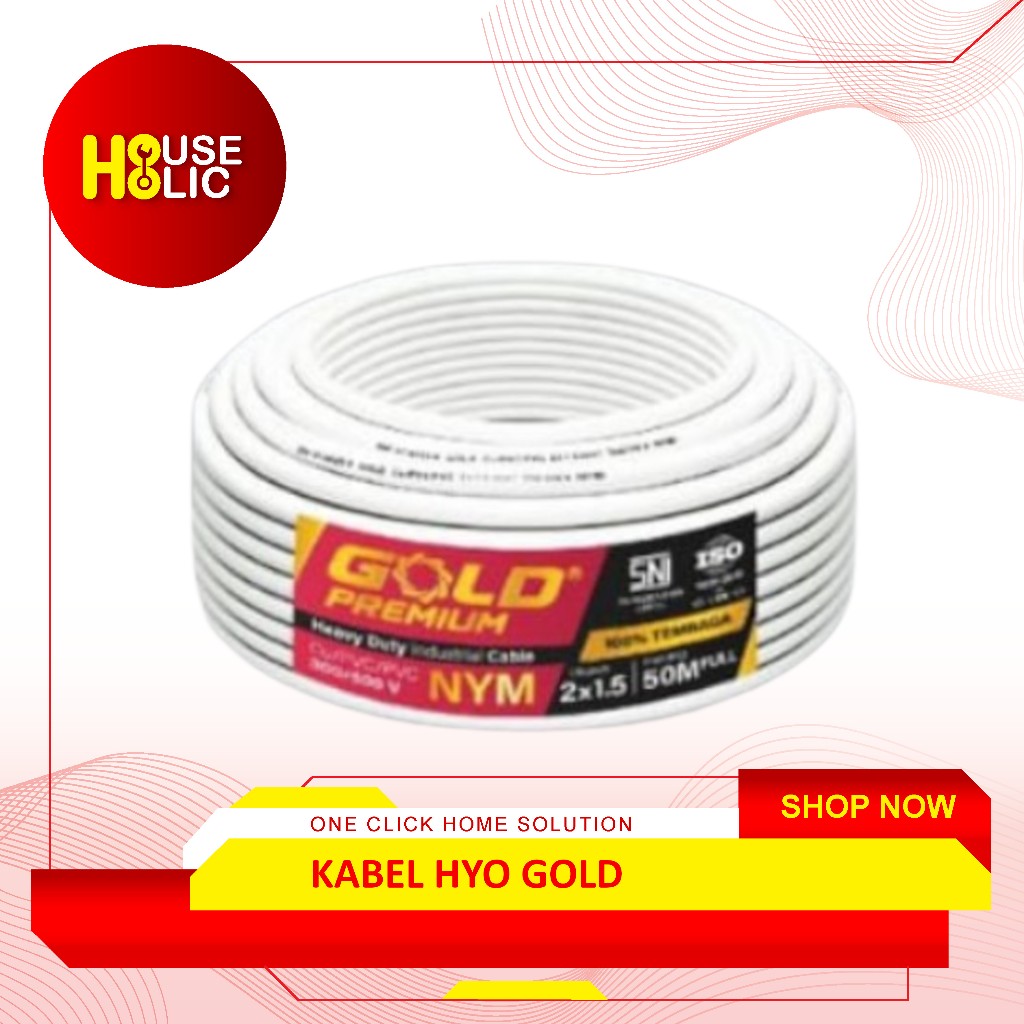 Kabel HYO Gold 50 Meter / 2 x 0,75 / 2 x 1,5 / 3 x 1,5 / Kabel Listrik Serbaguna