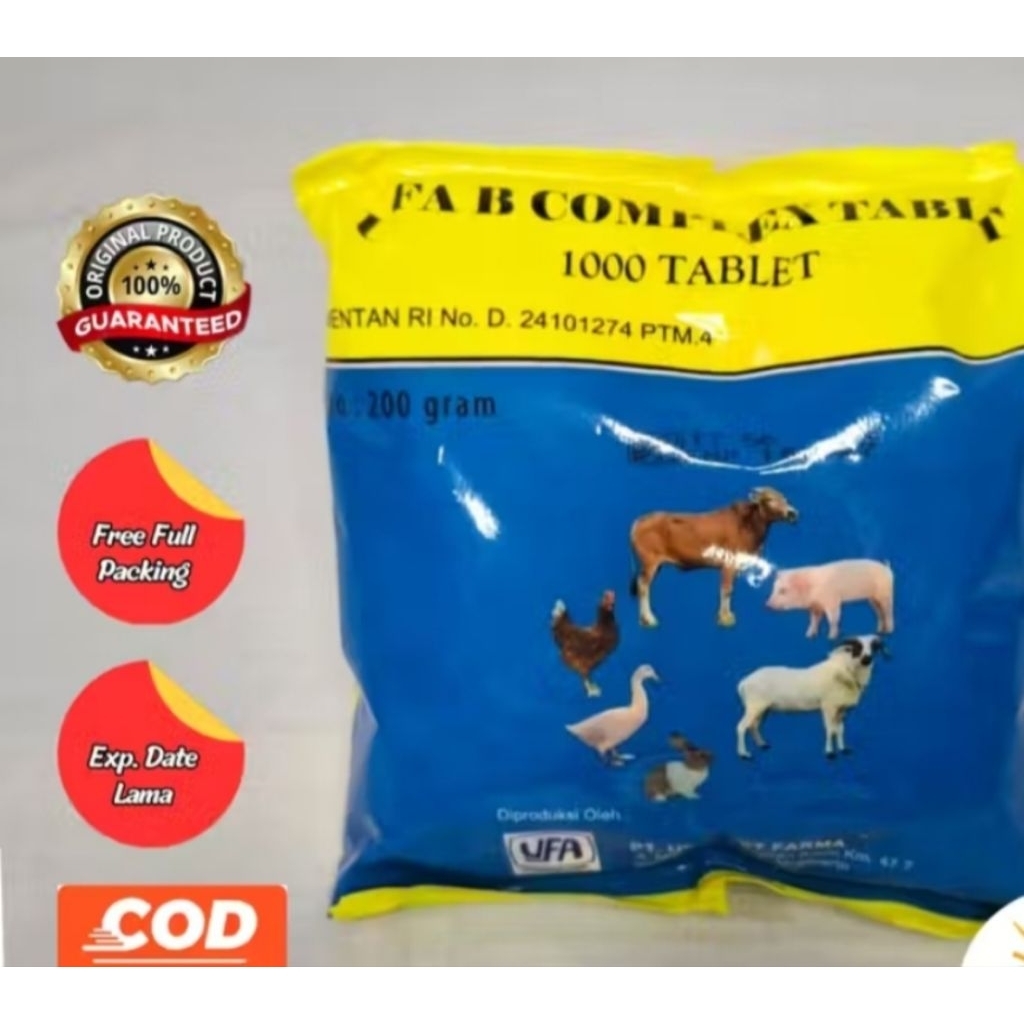 Usfa B complex 1000 tablet,  Vitamin B  complex ayam, kelinci, sapi. kucing