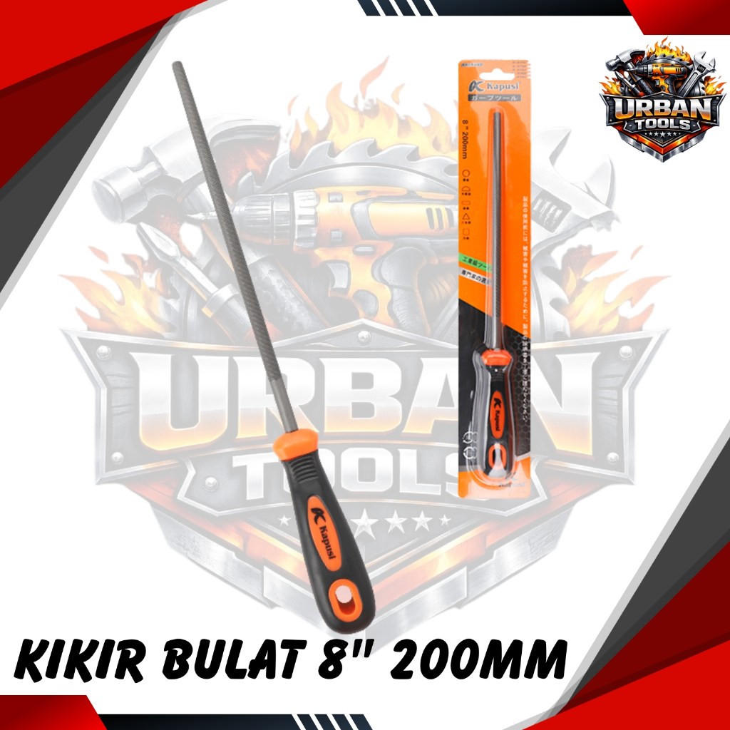 Kapusi kikir Besi Gagang Karet Bulat 8 inch / kikir Besi Bulat 8 inch/Kikir Besi 8 inch K-3761