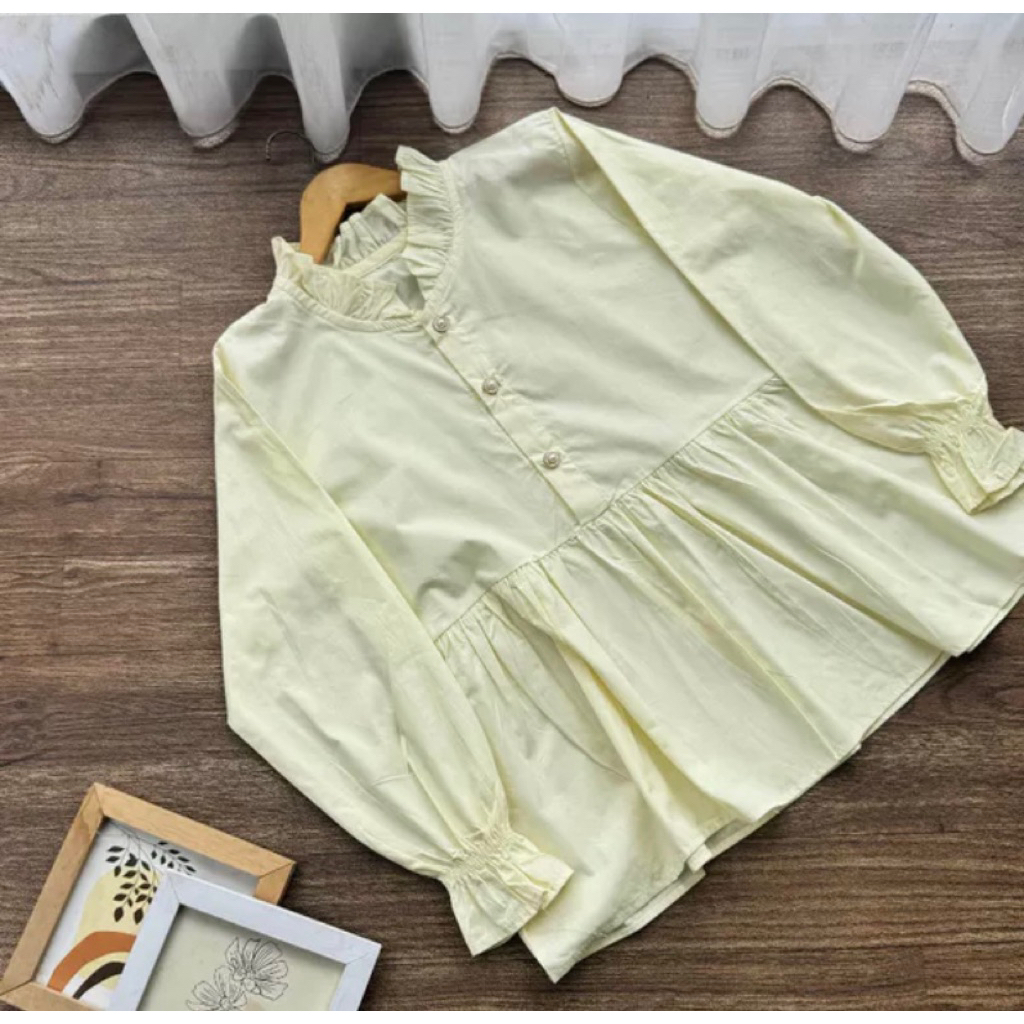 ALYMRA - Savana Blouse Wanita | Blouse Poplin | Atasan Wanita Kancing Gold