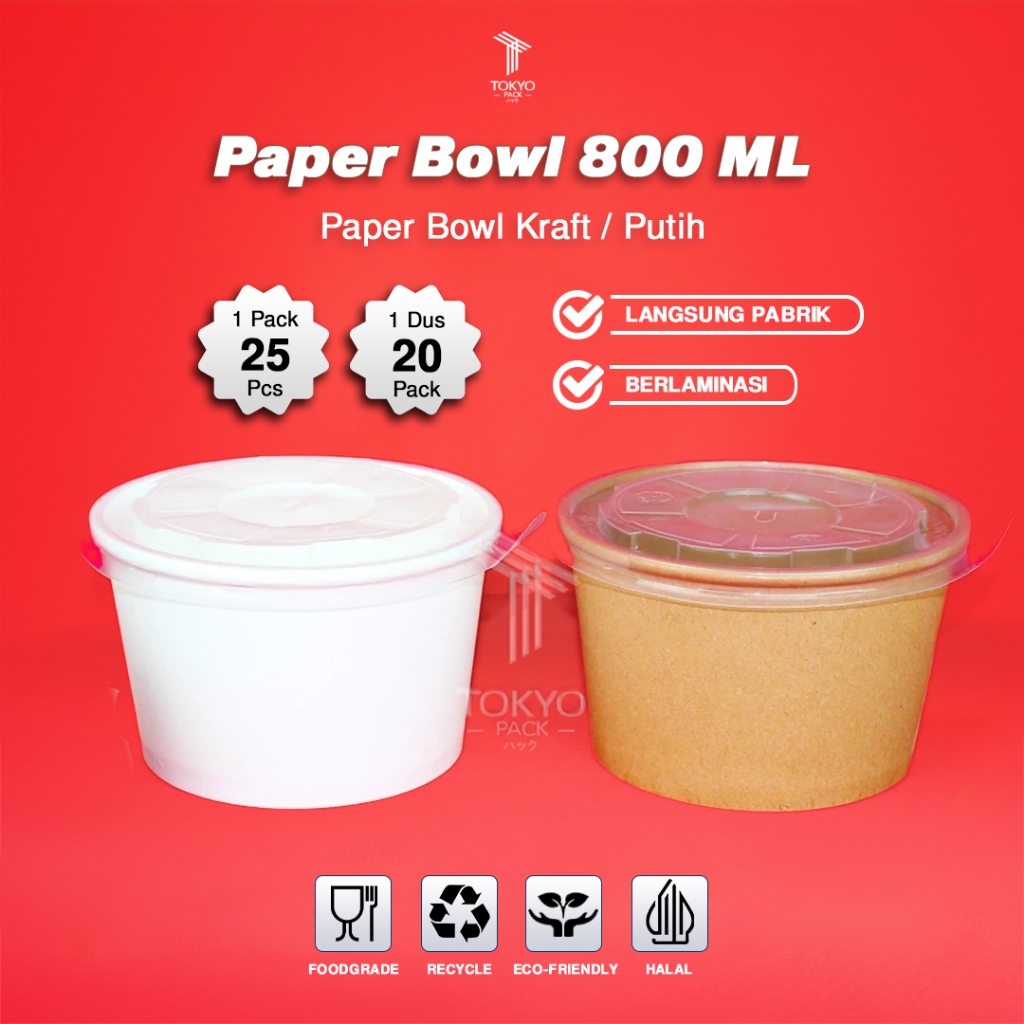 Paper Bowl 800 ml / Mangkok Kertas / Rice Bowl Paper 800 ml