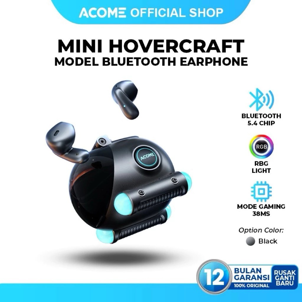 ACOME Inpods AT08 TWS Bluetooth 5.4 Gaming RGB Earbuds Low Latency 38ms