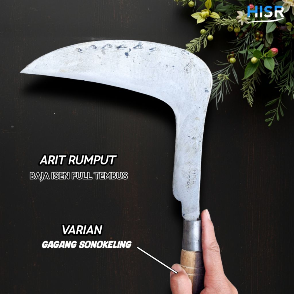 Arit rumput longok cap mata bahan baja isen super tajam
