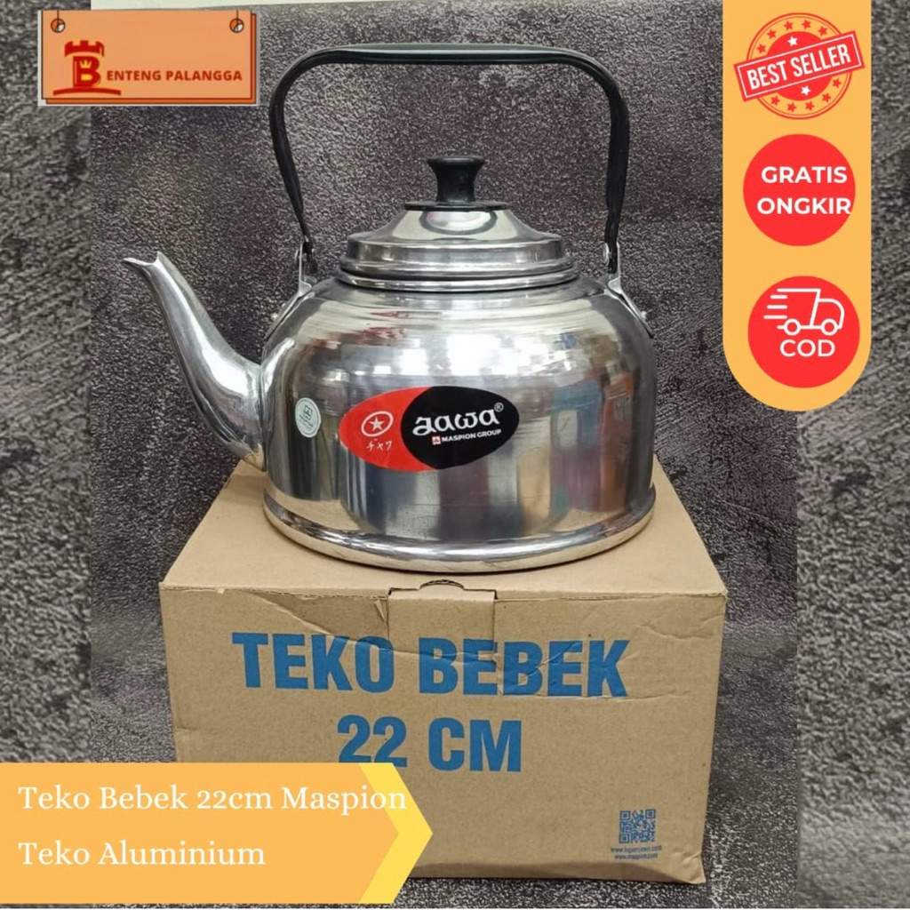 Teko Bebek Kilap Maspion 22cm Jawa / Ceret Stainless Steel Anti Karat / Teko Air Masak Kompor Gas / 