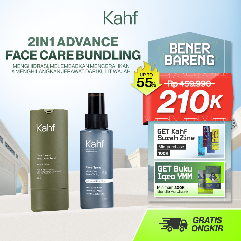 [KAHF BUNDLE 2IN1 ADVANCE FACE CARE BUNDLING] Men Bright & Acne Care Duo (Serum + Toner) - Paket Per